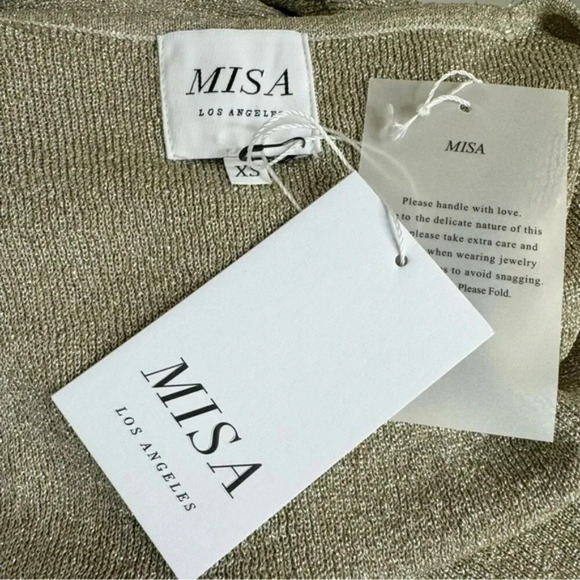 MISA Los Angeles Minka Cutout Gold Metallic Knit Midi Dress Size XS NWT - Picture 10 of 13